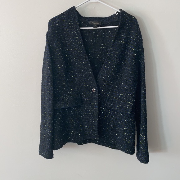 St John Textured Color Specks Single Button Blazer